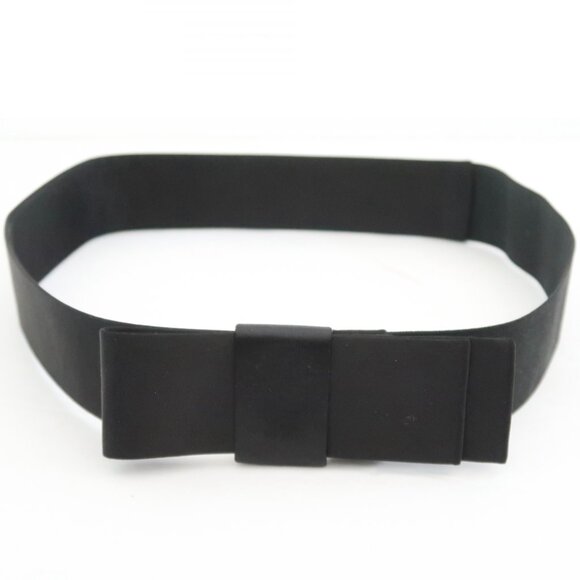 LANVIN Black Satin tailored bow belt sz L